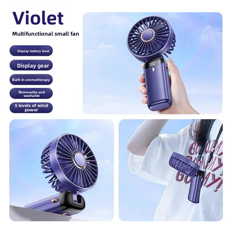 USB Handheld Fan Digital Display Foldable Portable