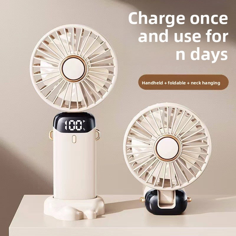 USB Handheld Fan Digital Display Foldable Portable