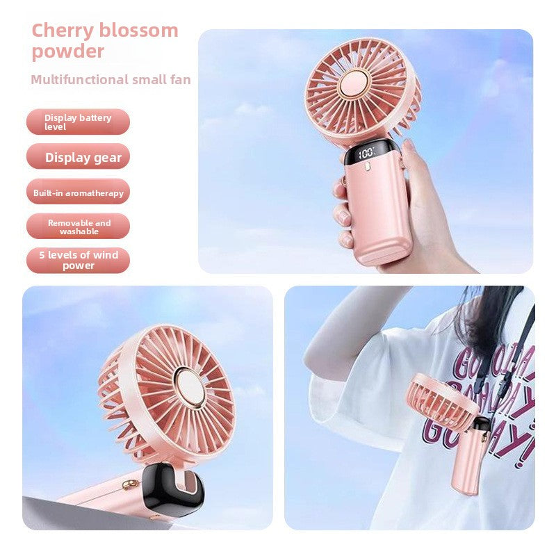 USB Handheld Fan Digital Display Foldable Portable