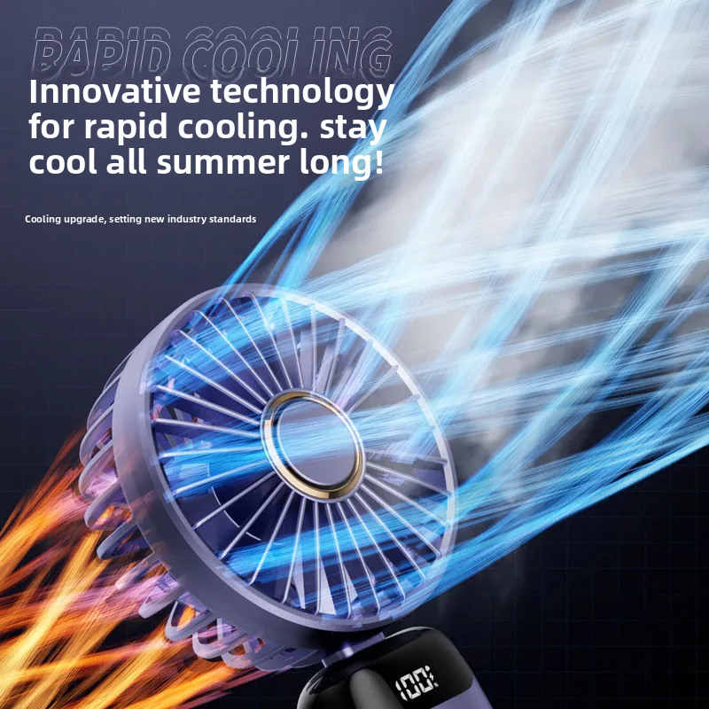 USB Handheld Fan Digital Display Foldable Portable